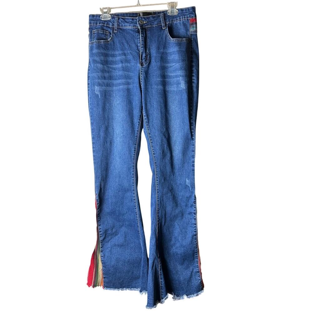 Lucky & Blessed Flare Jeans with Stripe Inset‎ Accent Sz 16